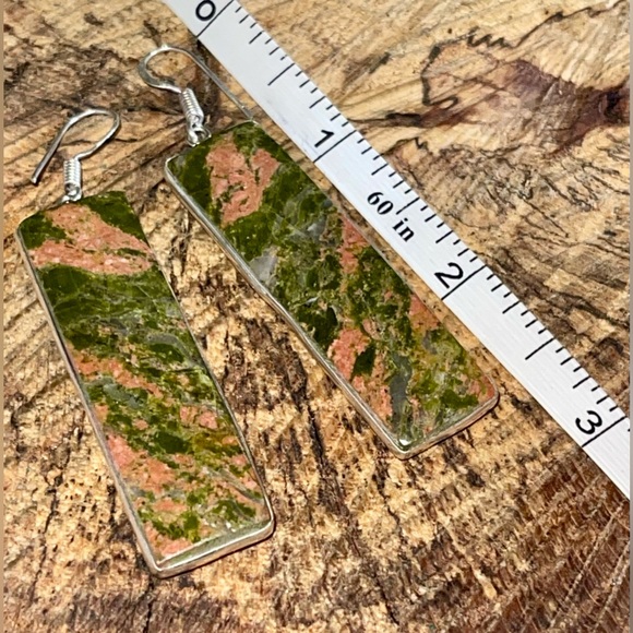 Unakite Jasper Earrings 2 1/2” - Picture 6 of 12